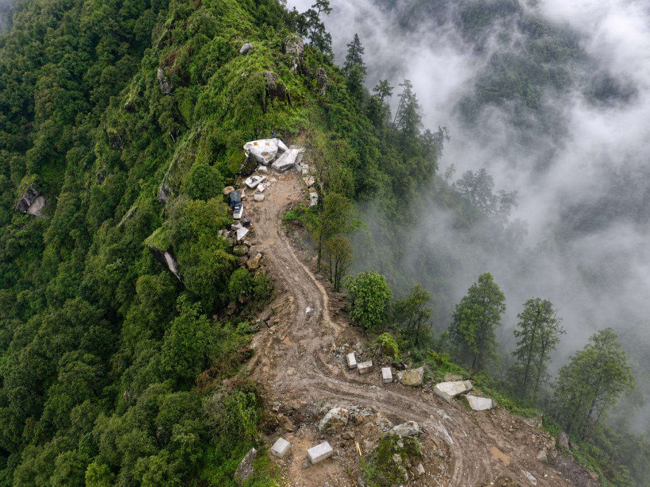 Supporting drone view of Kailash Granite Quarry in Makwanpur