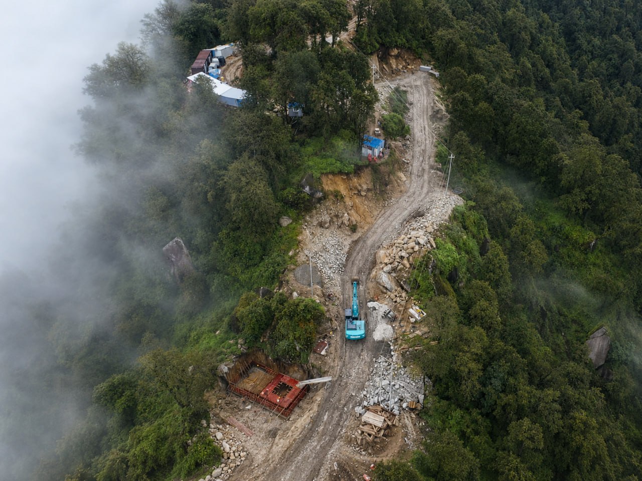 Additional drone view of Kailash Granite Quarry terrain and access road